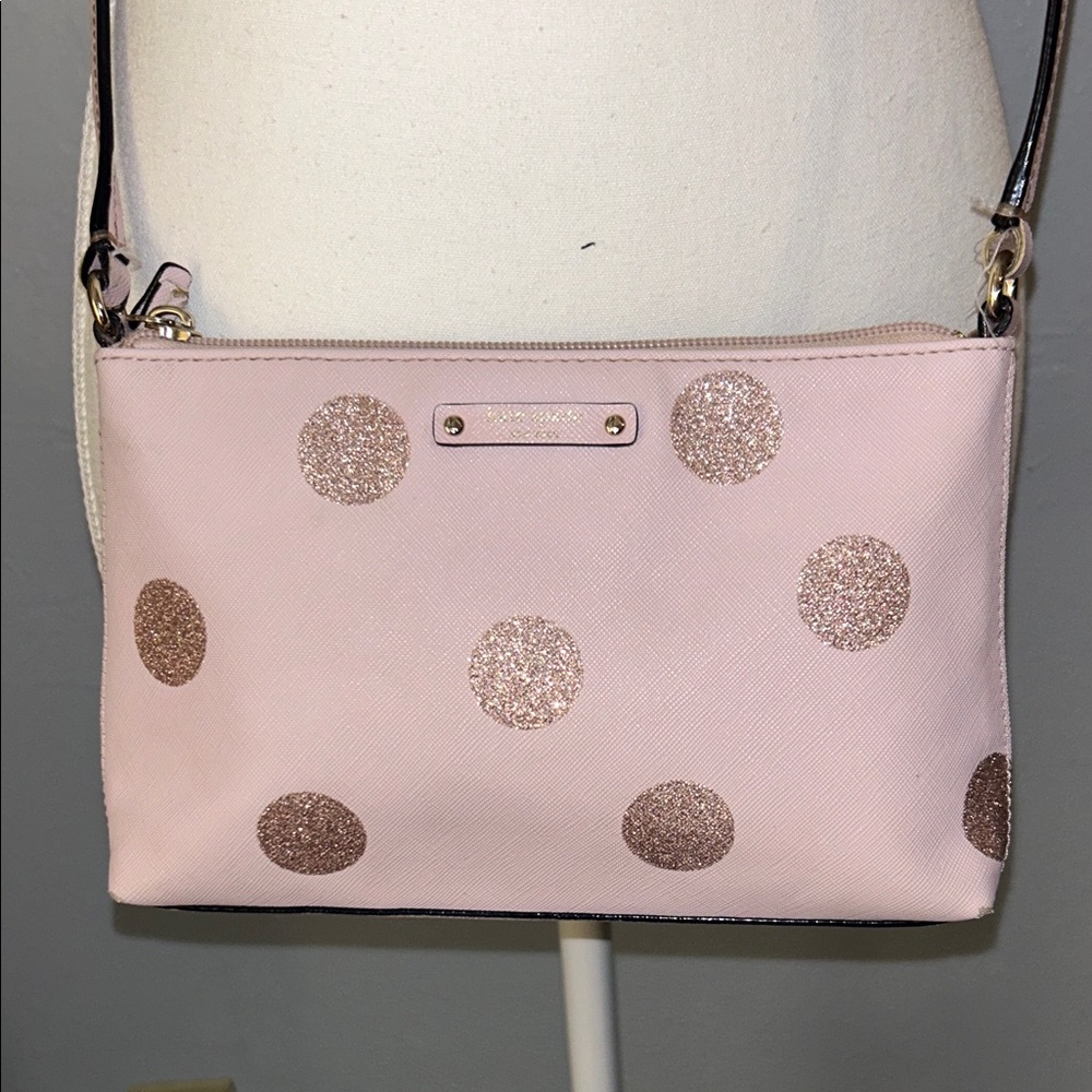 Kate Spade Pink glitter Polka Dot Crossbody Bag